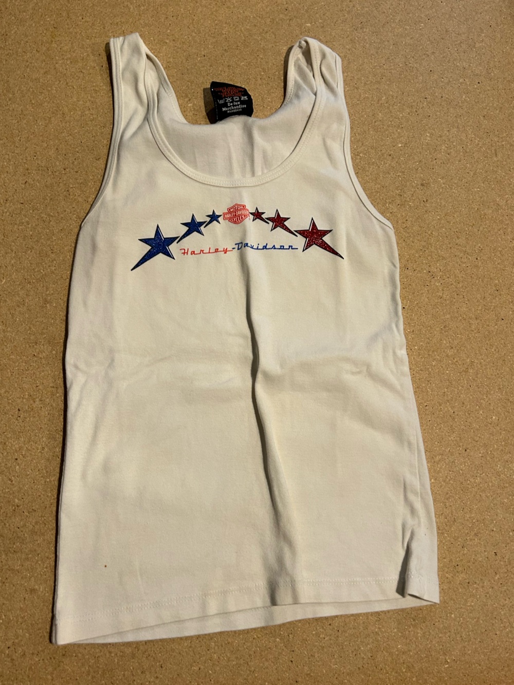 Harley-Davidson Vintage Women's Cream Tank with Red & Blue Star Graphic